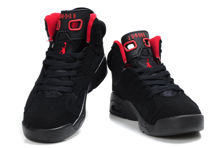 Comfortable Air Jordan 6 Black Red For Kids - Click Image to Close